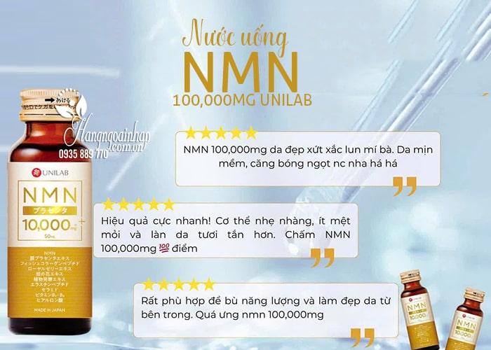 Nước uống NMN 100000mg Unilab của Nhật Bản hộp 10 chai 78