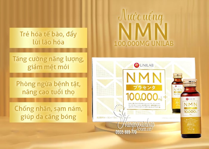 Nước uống NMN 100000mg Unilab của Nhật Bản hộp 10 chai 5