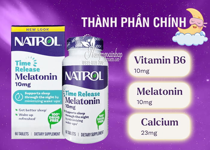 Viên uống hỗ trợ giấc ngủ Natrol Time Release Melatonin 10mg của Mỹ 88