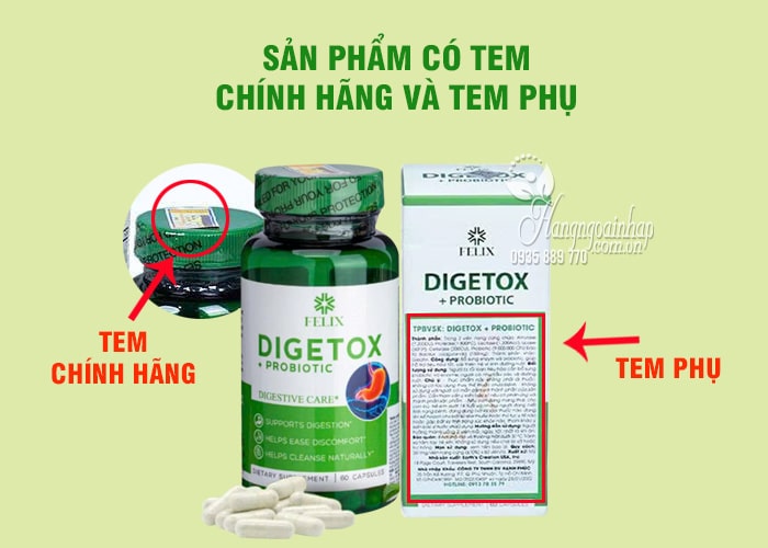 Viên uống Felix Digetox + Probiotic 60 viên hỗ trợ tiêu hóa 899