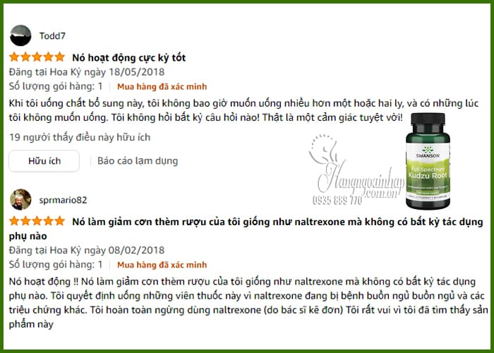 Viên uống hỗ trợ cai rượu Swanson Kudzu Root 500mg Mỹ 5