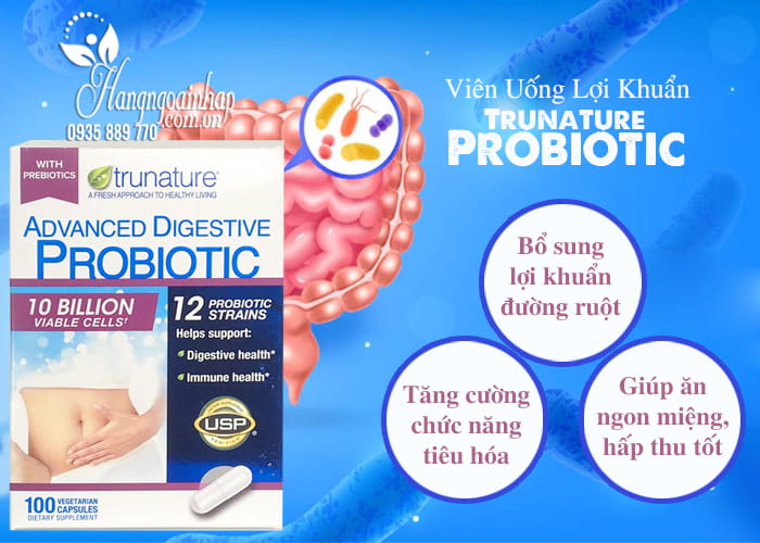 Viên uống lợi khuẩn Probiotic Trunature 100 viên của Mỹ 1
