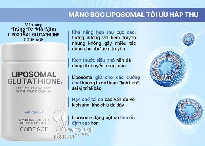 Viên uống trắng da mờ nám Liposomal Glutathione Code Age 4