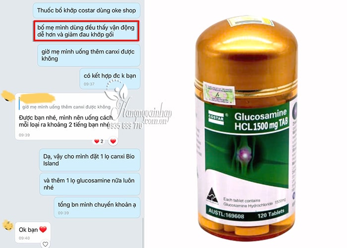 Bổ khớp Costar Glucosamine HCL 1500mg 120 Tablets của Úc 46