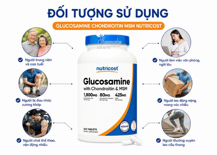 Nutricost Glucosamine With Chondroitin & MSM của Mỹ