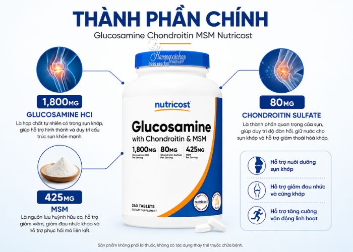 Bổ khớp Nutricost Glucosamine With Chondroitin & MSM 240 viên 1