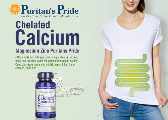 Chelated Calcium Magnesium Zinc Puritans Pride 100 Viên Của Mỹ 1