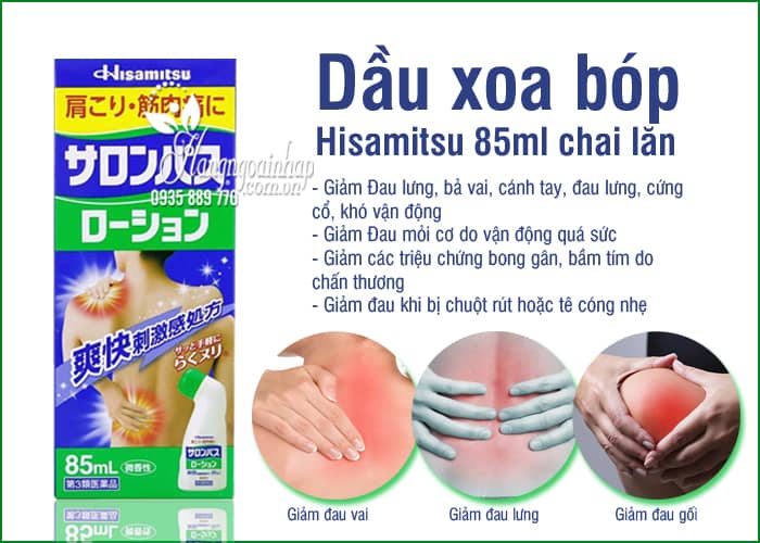 Dầu xoa bóp Hisamitsu 85ml chai lăn tiện lợi của Nhật Bản 1