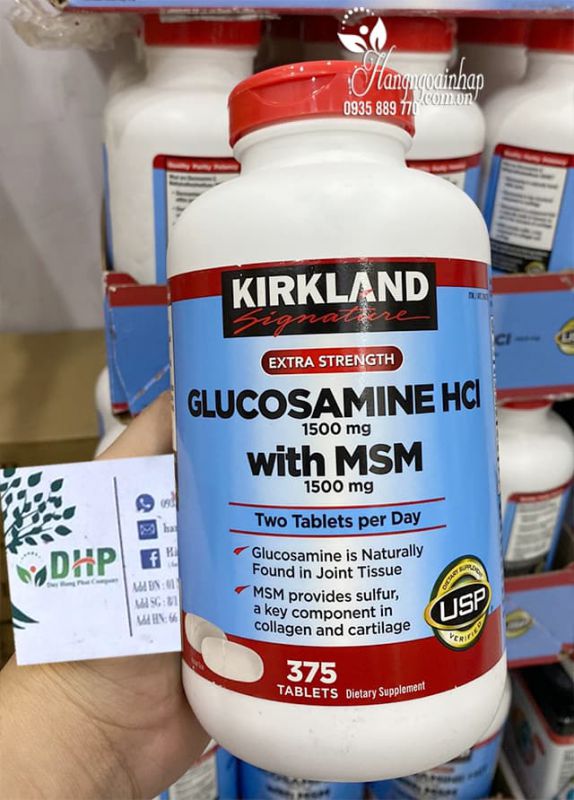 Glucosamine HCL 1500mg kirkland 375 viên của Mỹ, giá đại lý 00