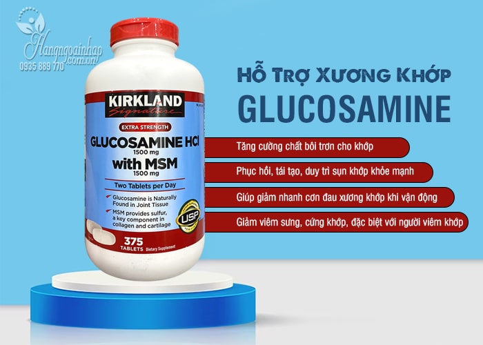 Glucosamine HCL 1500mg kirkland 375 viên của Mỹ, giá đại lý 88