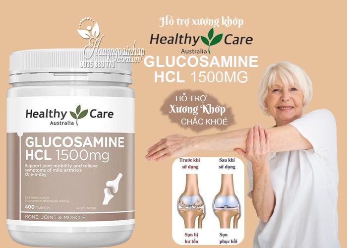 Glucosamine HCL 1500mg Healthy Care 400 viên của Úc 1
