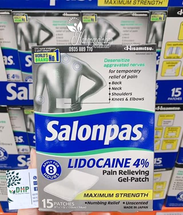 Miếng dán giảm đau Salonpas Lidocaine 4%, 15 miếng o0
