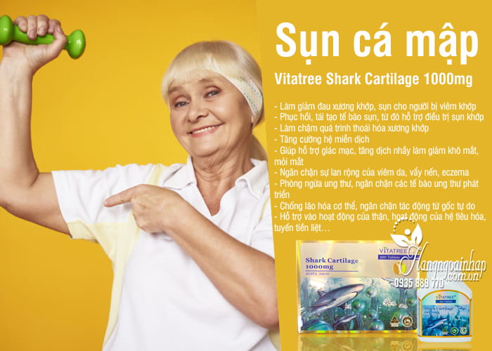 Sụn cá mập Vitatree Shark Cartilage 1000mg bổ xương khớp 2