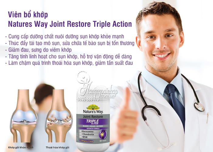 Viên bổ khớp Natures Way Joint Restore Triple Action 60 viên Úc 1