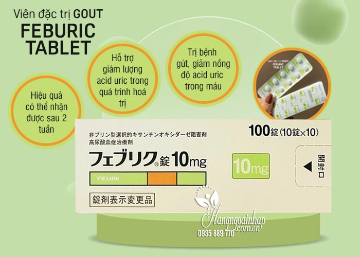 Viên đặc trị gout Feburic Tablet 10mg của Nhật Bản 10 vỉ 67