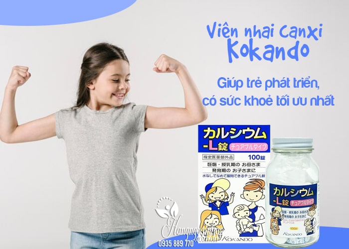 Viên nhai canxi Kokando của Nhật Bản 100 viên cho bé và mẹ 12