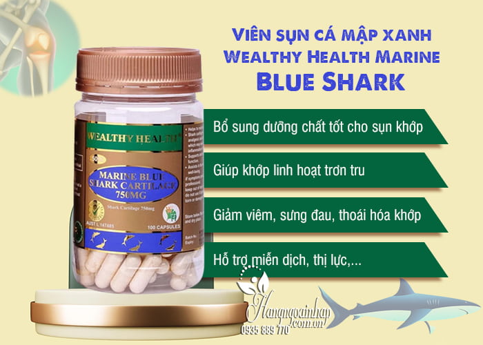 Viên sụn cá mập xanh Wealthy Health Marine Blue Shark 00