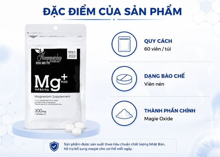 Viên Magie của Nhật Mg+ Plus Magnesium Supplement 300mg