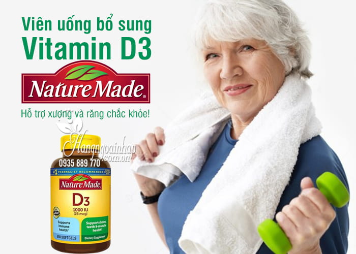 Viên uống bổ sung Vitamin D3 Nature Made 1000 IU mẫu mới 5