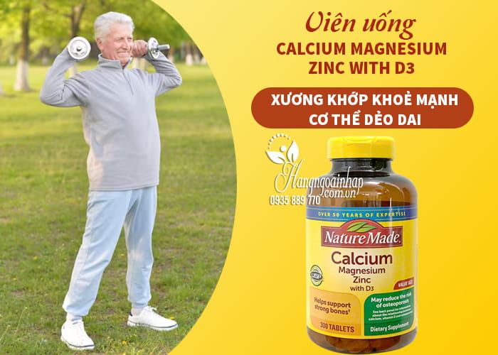 Viên uống Calcium Magnesium Zinc With D3 của Mỹ 300 viên 12