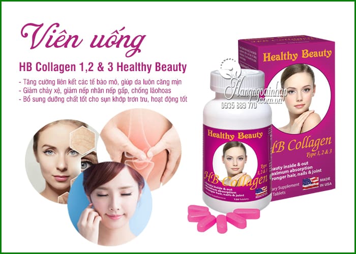 Viên uống HB Collagen 1,2 & 3 Healthy Beauty 120 viên 5