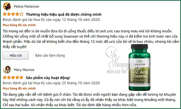 Viên uống hỗ trợ trị gout Swanson Uric Acid Cleanse 60 viên 9