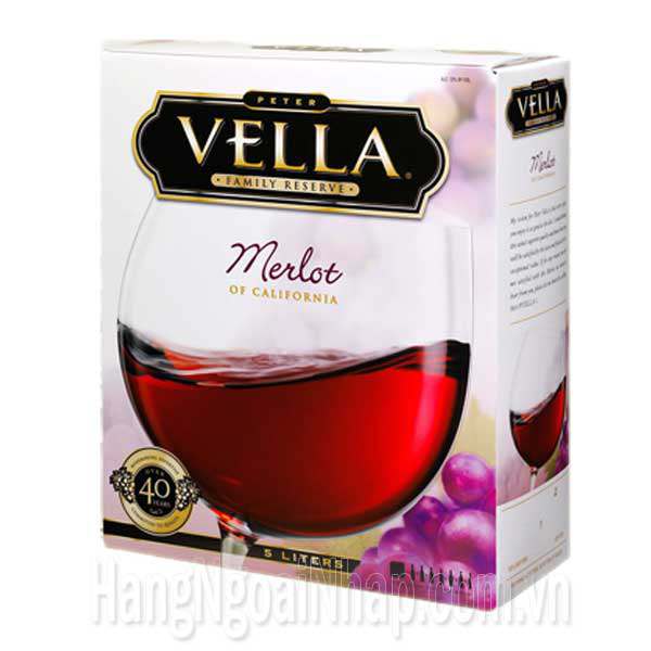 Hộp Rượu Vang Vella Merlot Of California 5 Lít Của Mỹ