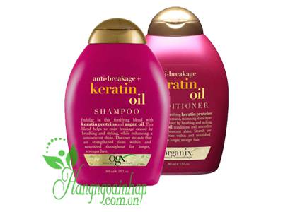 Bộ dầu gội và dầu xả Ogx Keratin Oil 385ml của Mỹ