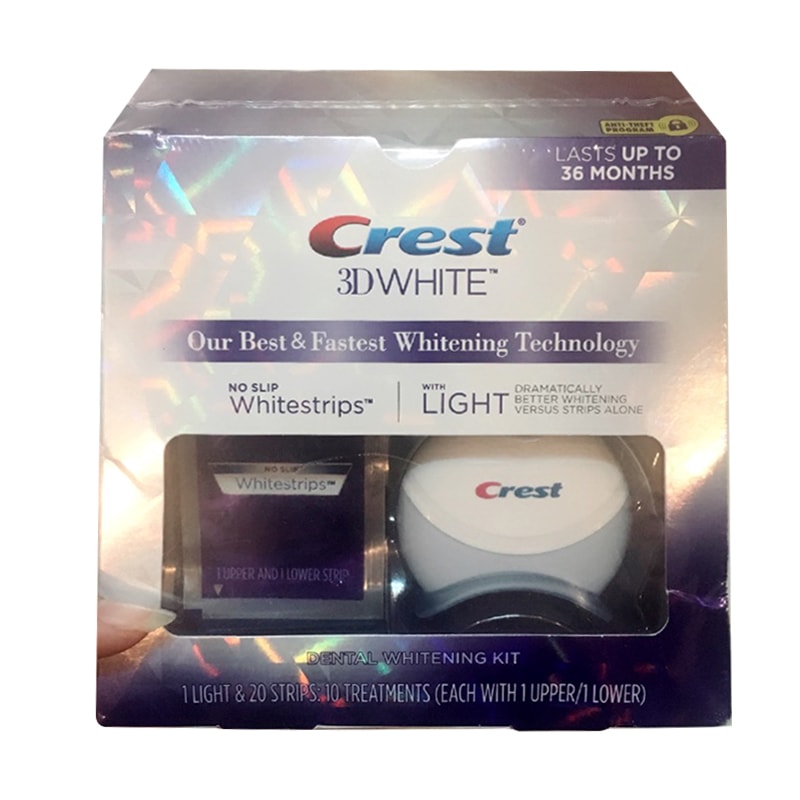 Bộ sản phẩm tẩy trắng răng Crest 3D White No Slip Whitestrips With Light