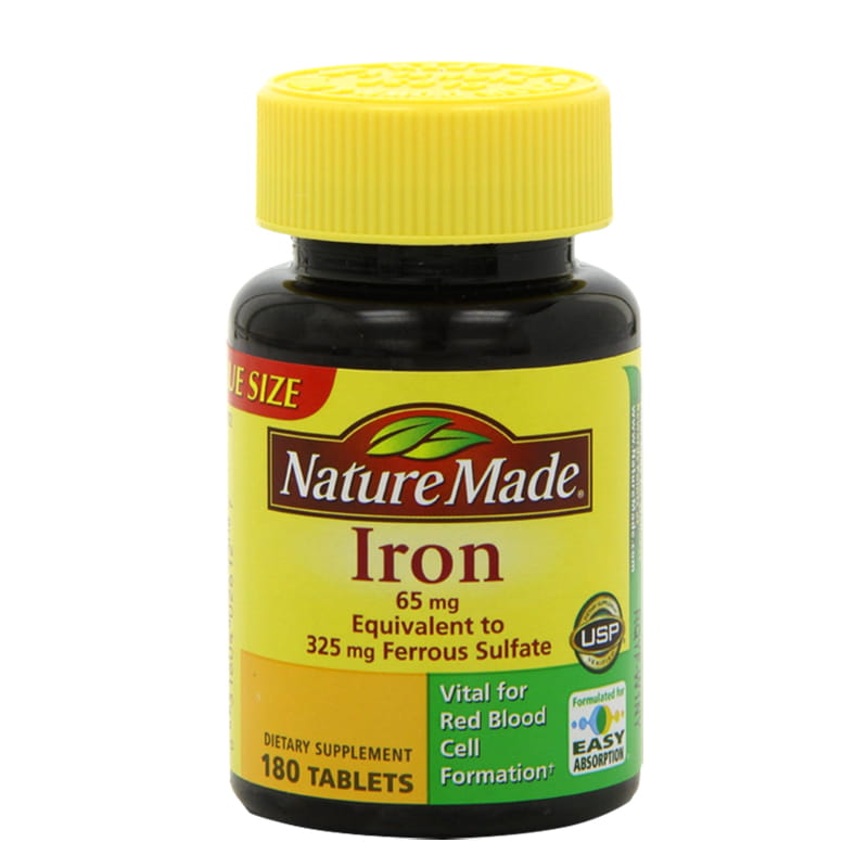 Viên uống bổ sung sắt Nature Made Iron 65mg 180 viên của Mỹ
