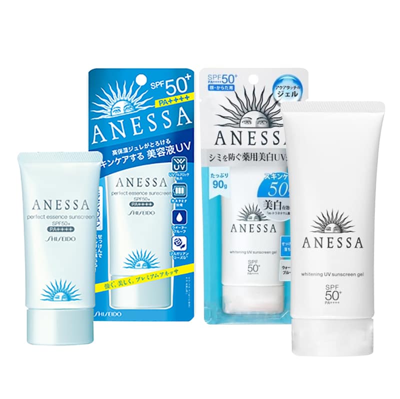 Kem chống nắng Anessa SPF 50+ màu trắng, xanh tuýp 90g