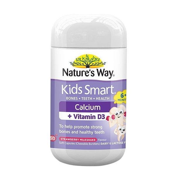 Kẹo dẻo Natures Way Kids Smart Calcium + Vitamin D3 Úc 50v
