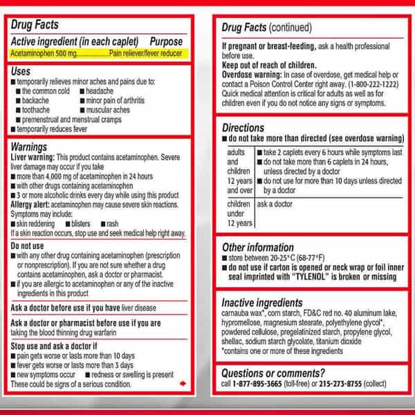 VIÊN ACETAMINOPHEN 500MG GIÚP GIẢM ĐAU NHẸ ĐẾN TRUNG BÌNH