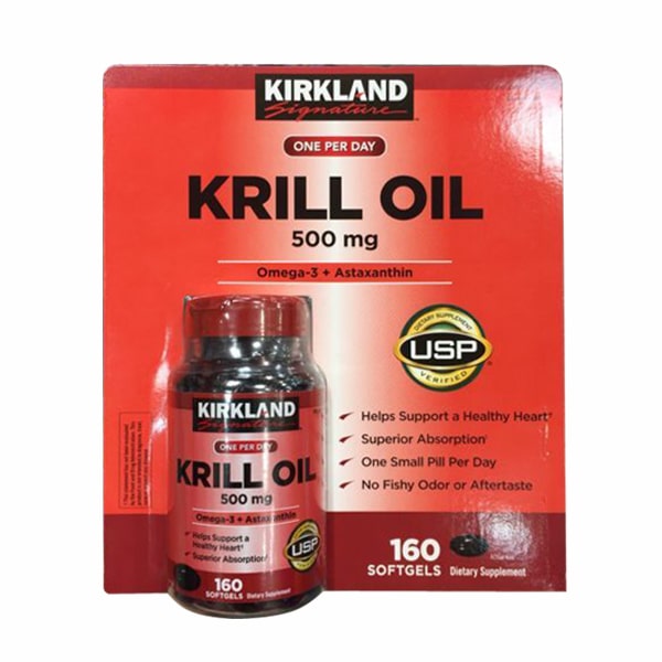 Dầu nhuyễn thể Kirkland Krill Oil 500mg 160 viên của Mỹ 
