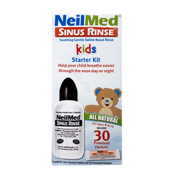 Bình rửa mũi NeilMed Kids Starter Kit 30 gói cho trẻ em của Mỹ