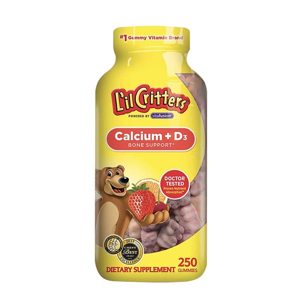 Kẹo dẻo cho bé Gummy L’il Critters Calcium + D3 mẫu mới 250 viên