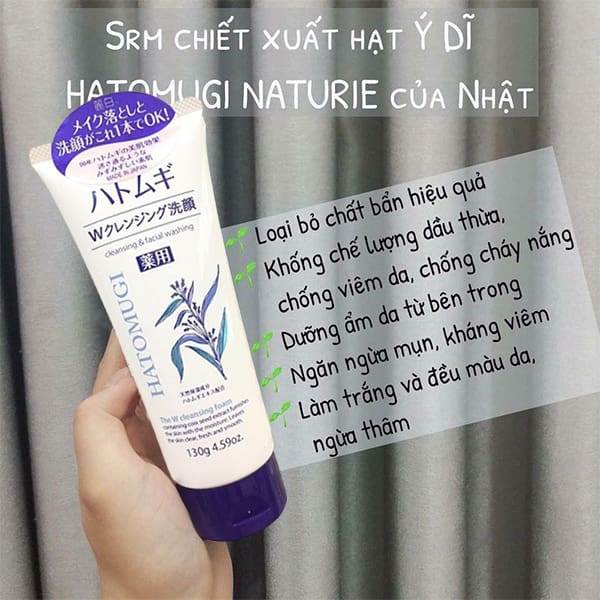 Sữa rửa mặt Sữa rửa mặt ý dĩ Hatomugi Naturie 130g của Nhật Bản
