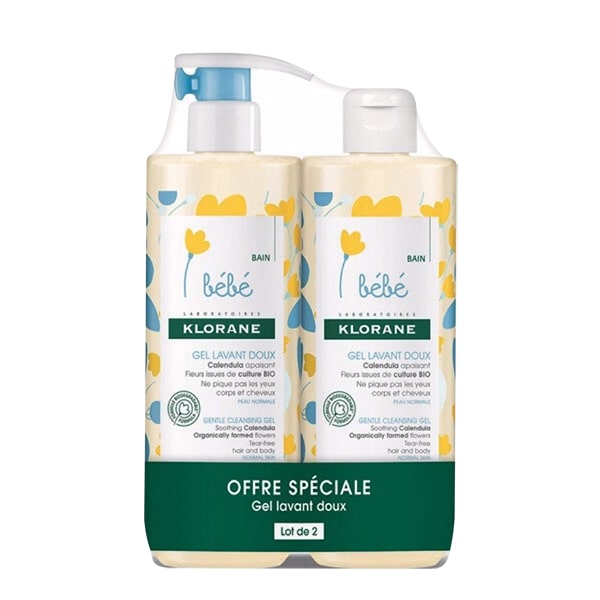 Set 2 chai sữa tắm gội cho bé Klorane Bebe 500ml của Pháp