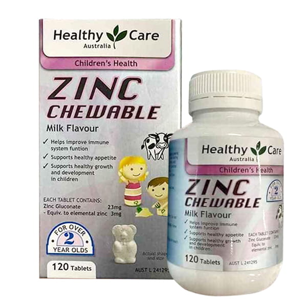 Viên nhai bổ sung kẽm Healthy Care Zinc Chewable cho bé