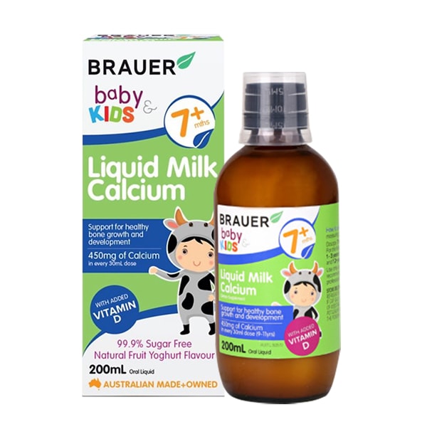 Canxi sữa dạng nước Brauer Liquid Milk Calcium 200ml Úc