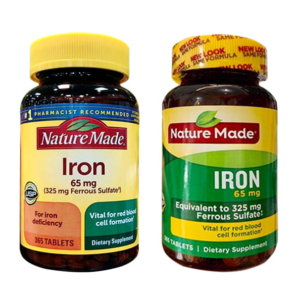 Viên uống bổ sung sắt Iron 65mg Nature Made 365 viên của Mỹ