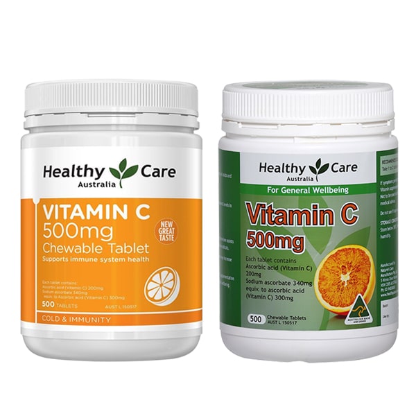 Viên nhai Healthy Care Vitamin C 500mg 500v mẫu mới của Úc