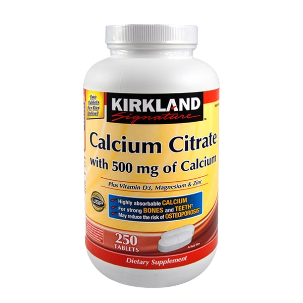 Canxi + D3 Của Mỹ 250 Viên – Kirkland Calcium Citrate 500mg