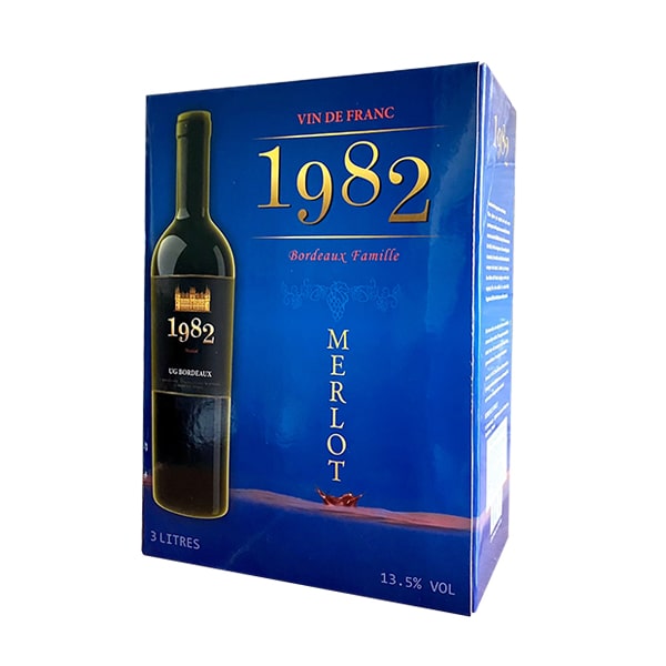 Rượu vang Pháp 1982 Merlot Hộp 3 lít xách tay Pháp chính hãng 