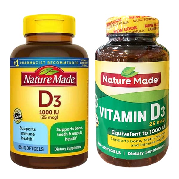 Viên uống bổ sung Vitamin D3 Nature Made 1000 IU mẫu mới