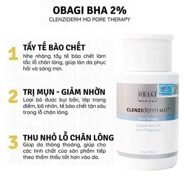 Obagi bha 2% clenziderm m.d pore therapy 148ml Mỹ, giá tốt