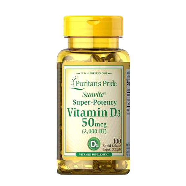 Viên uống Puritan’s Pride Vitamin D3 50mcg (2000IU) của Mỹ