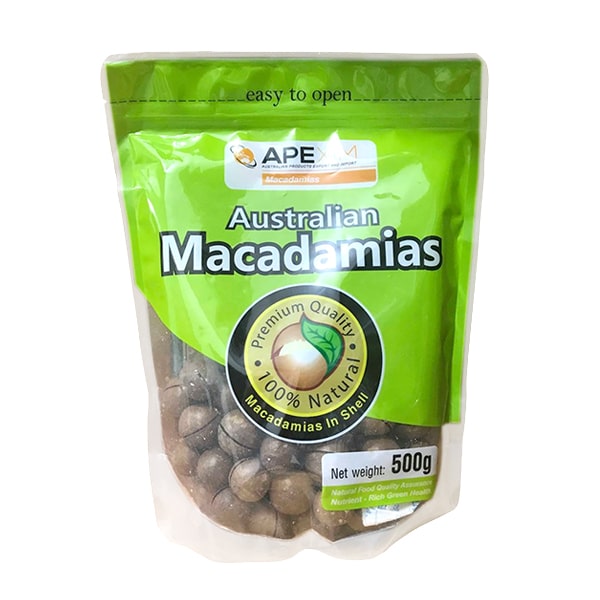 Hạt Maccadamias Ape Xim in shell Australian gói 500g - Úc