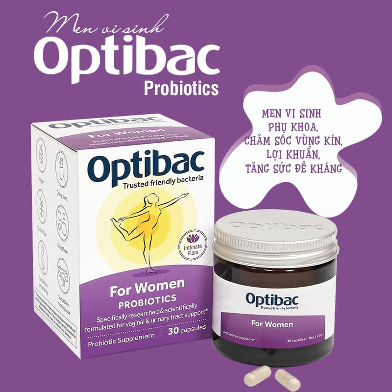 Men vi sinh OptiBac Probiotics tím hộp 30 viên Anh, giá tốt