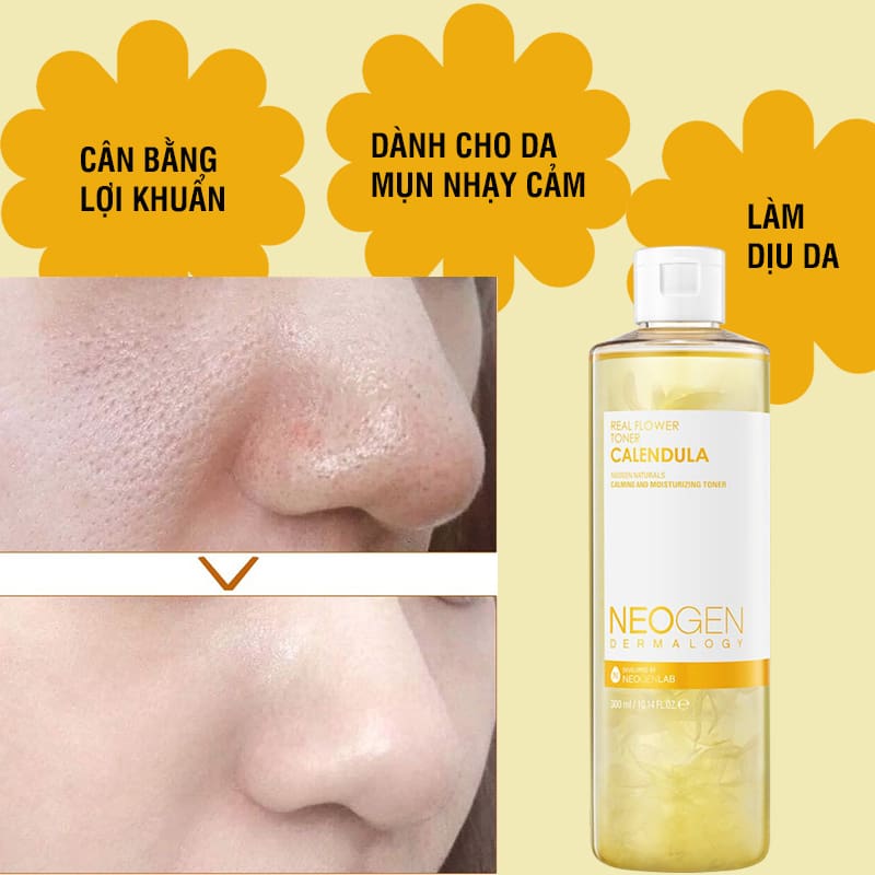 Toner hoa cúc Neogen Calendula Real Flower 300ml Hàn Quốc